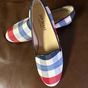 Jon Josef Gatsby Marsella red/white/blue checked loafers in great condition